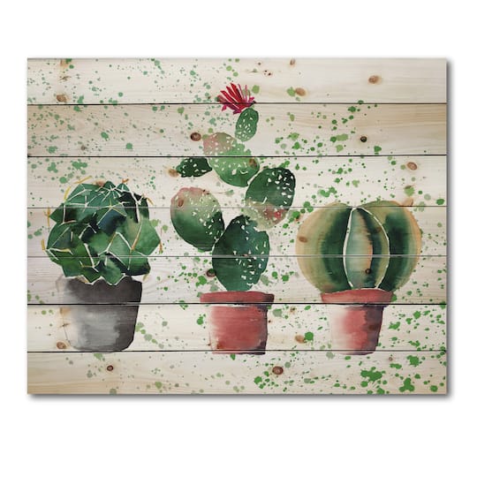 Designart - Three Cacti In Clay Pots